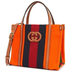 Gucci canvas Tote orange Bag Interlocking GG